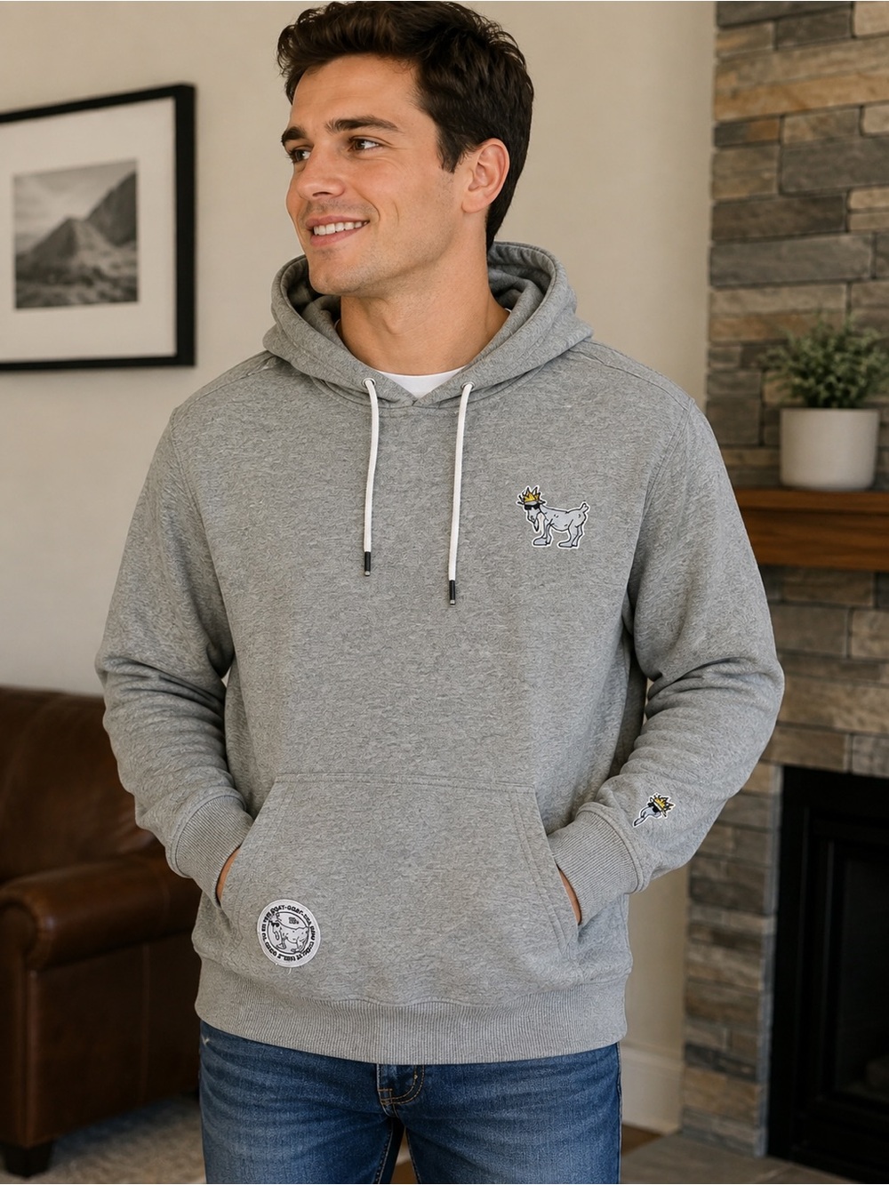 GOAT USA Gray Pullover Hoodie Goat Graphic Sweats
